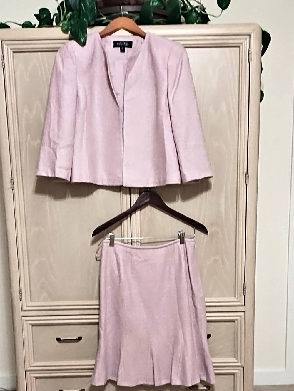 Kasper Pink Tweed Skirt Suit Set Pink